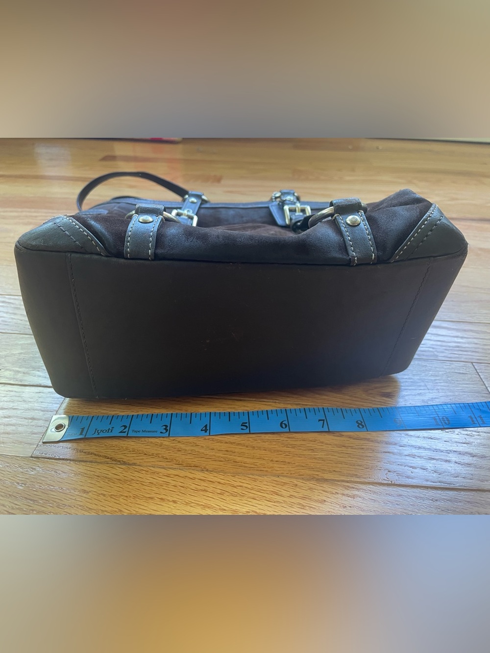 Coach Chocolate Brown Suede “Lunch Bag” with Leather Trim Y2K - Picture 2 of 12